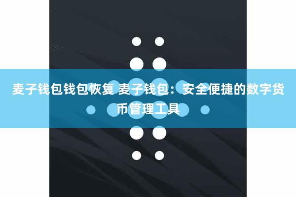 麦子钱包钱包恢复 麦子钱包:安全便捷的数字货币管理工具
